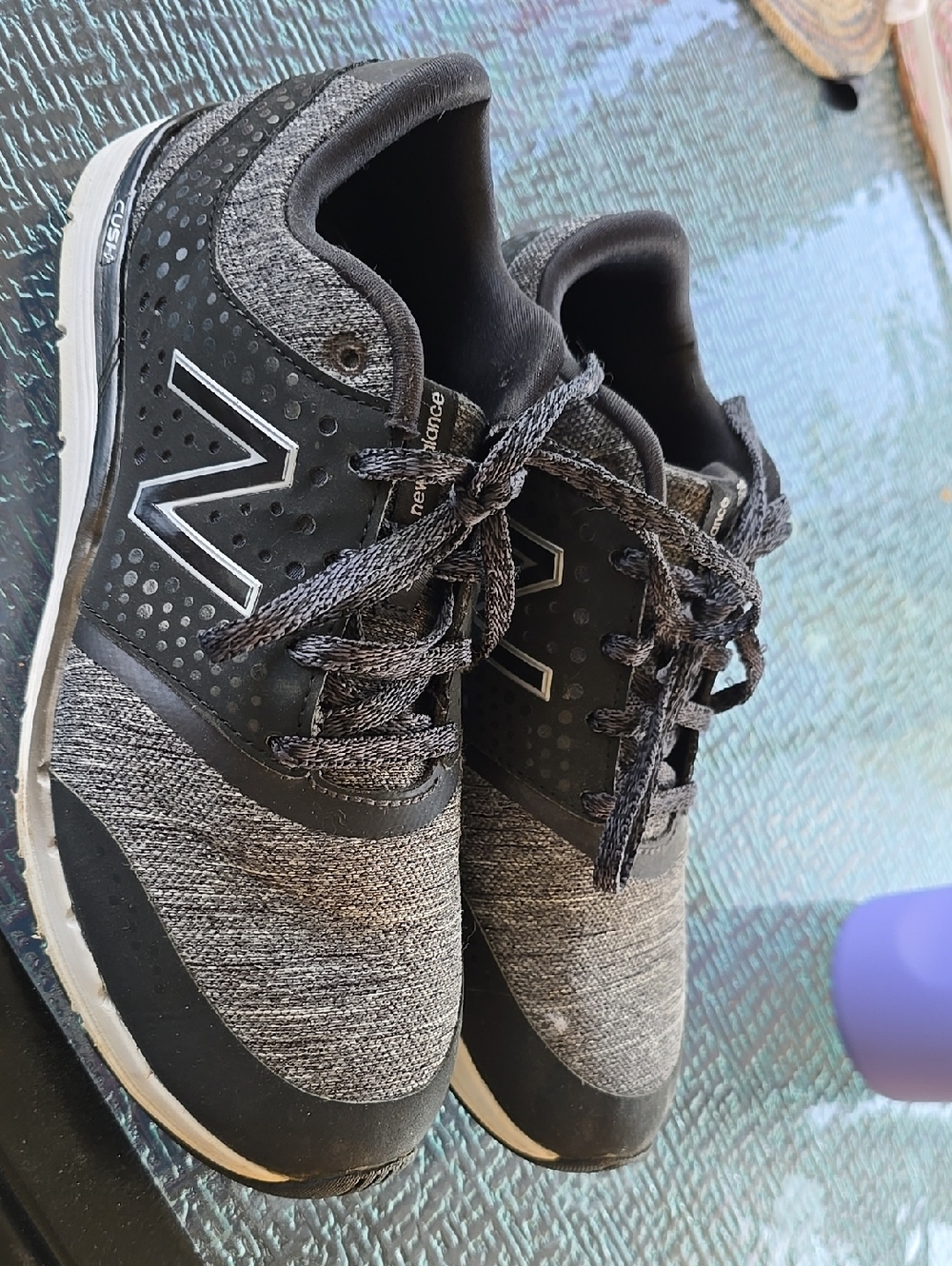 New Balance Black & Gray Knit Runner Sneakers Size 7